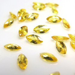 天然石ルース（裸石）・イエローサファイア（セイロン・スリランカ産/加熱処理）マーキス【5×2.5mm】ファセットカット（10個）