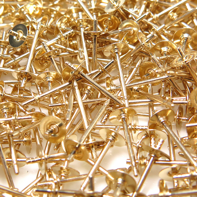 14kgfピアスパーツ 突刺し・皿付・平皿タイプ【3mm】ゴールドフィルド