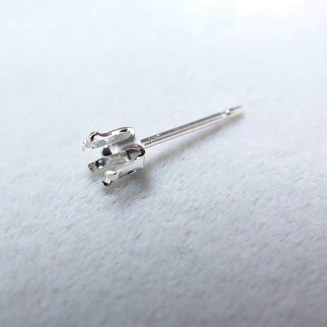 SV925パーツ/ピアス空枠・6本爪ポストピアス（ラウンド2mm）（4