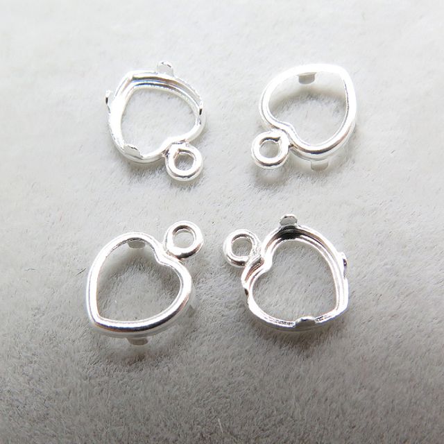 石枠（空枠）・セッティング（ハート・6mm）「シルバーSV925」（10個）