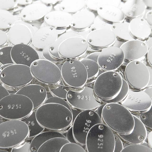 シルバー925パーツ/板カン・タグ（オーバル7.3mm×5.5mm） 100個