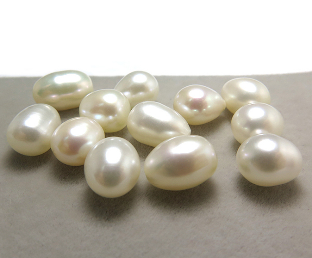 淡水パール真珠（ホワイト系）/片穴パール（エッグ7～8mm）（16個）