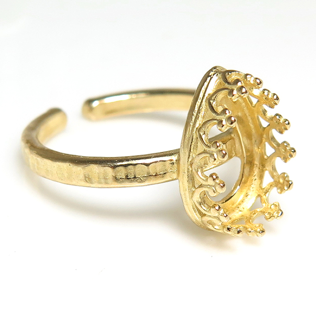 指輪 リング 空枠 ハンマード（ベゼルセッティング/カボション用