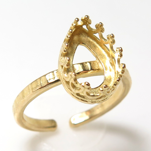 指輪 リング 空枠 ハンマード（ベゼルセッティング/カボション用