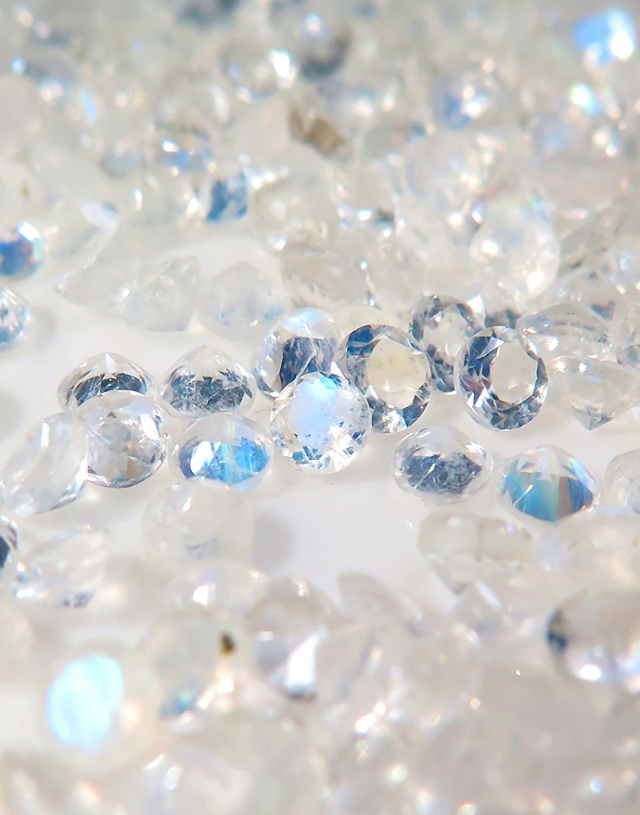 レインボームーンストーン 天然石ルース/ラウンド・ファセットカット