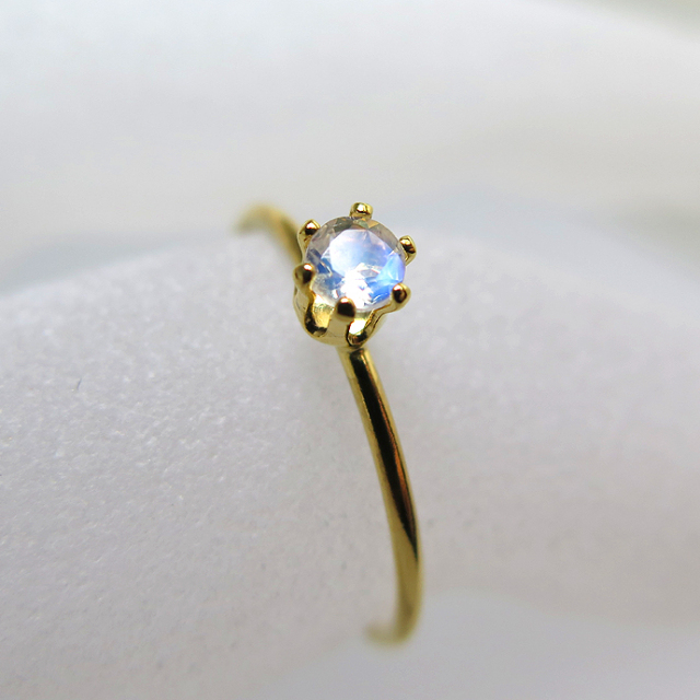 14kgfリング（指輪）天然石レインボームーンストーン3mm（ラウンド  