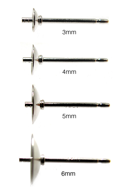 SV925パーツ/直結ピアスポスト・突き刺しタイプ（芯立・皿付）【3mm  