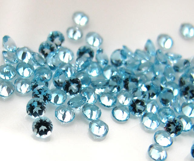 Kgf14 宝石ルース スイスブルートパーズ ファセット ハーキマー