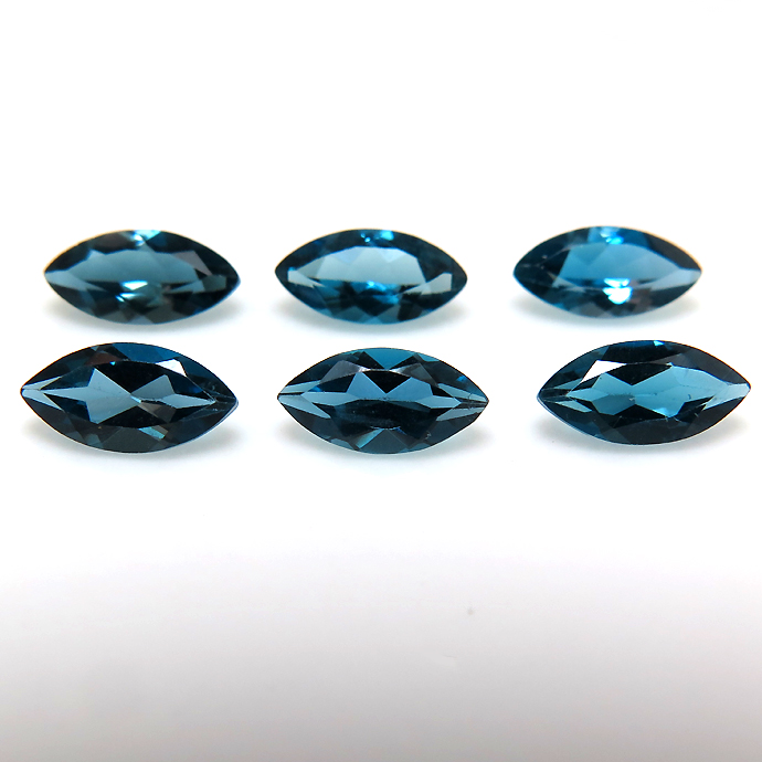 天然石ルース（裸石） ブルートパーズ（ロンドンブルー）マーキス【4×2mm】ファセットカット（2個）