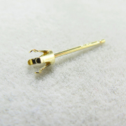 ピアス空枠・4本爪ポストピアス（ラウンド3mm）「10K（10金）」（1個）