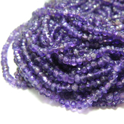 アメジスト 天然石ビーズ ラウンデル・ボタンカット 3～4mm 約32センチ 1連
