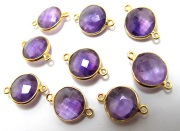 ゴールドプレーテッド・SV925/【コネクター】/天然石アメジスト/ラウンド 11mm（ベゼルセッティング）（1個）
