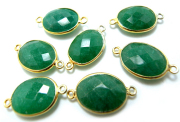 ゴールドプレーテッド・SV925/【コネクター】/天然石エメラルド（染）/オーバル 11×15mm（ベゼルセッティング）（1個）