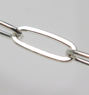 シルバー チェーン/オーバルフラット 平長アズキ ペーパークリップ 9×3mm（10センチ）SV925（1本）