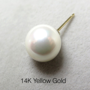 貝パールピアス（国産貝ミガキパール）/ラウンド9mm/14K（14金イエローゴールド）（1ペア）