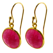 フレンチフックピアス（ボールエンド）天然石ルビー（染）11mm「14kgf（ゴールドフィルド）」（1ペア/2個）