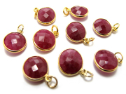 ゴールドプレーテッド・SV925/ペンダントトップ/天然石ルビー（染）/ラウンド 11mm（ベゼルセッティング）（1個）