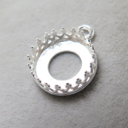 ペンダント空枠クラウン（ベゼルセッティング/カボション用）（ラウンド・10mm）（真鍮ブラス・シルバープレーテッド）（4個）