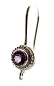 SV925フレンチフックピアス（ファンシー）【4mm/天然石アメジスト】 （1ペア/2個）