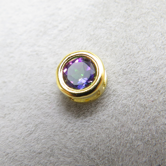 ゴールドフィルド・チャーム/天然石ミスティックトパーズ（グリーン）（ブラジル）（ラウンド4mm）ベゼル「14kgf」（5個）