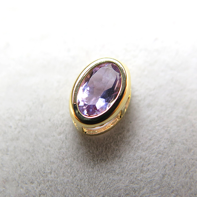 ゴールドフィルド・チャーム/天然石アメジスト（オーバル6×4mm）ベゼル「14kgf」（5個）