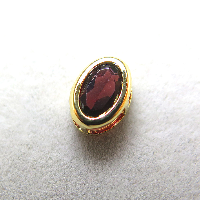 ゴールドフィルド・チャーム/天然石ガーネット（オーバル6×4mm）ベゼル「14kgf」（5個）