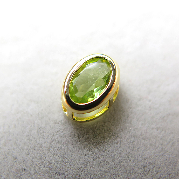 ゴールドフィルド・チャーム/天然石ペリドット（オーバル6×4mm）ベゼル「14kgf」（5個）