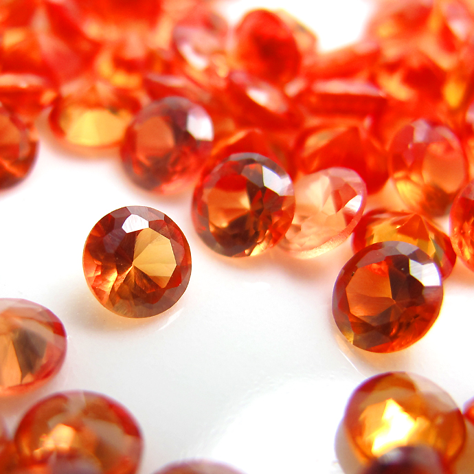 パパラチアサファイア【AAA】「合成コランダム/火炎溶融法（ベルヌーイ法）」・ルース（裸石）/ラウンド【6mm】ファセットカット（5個）