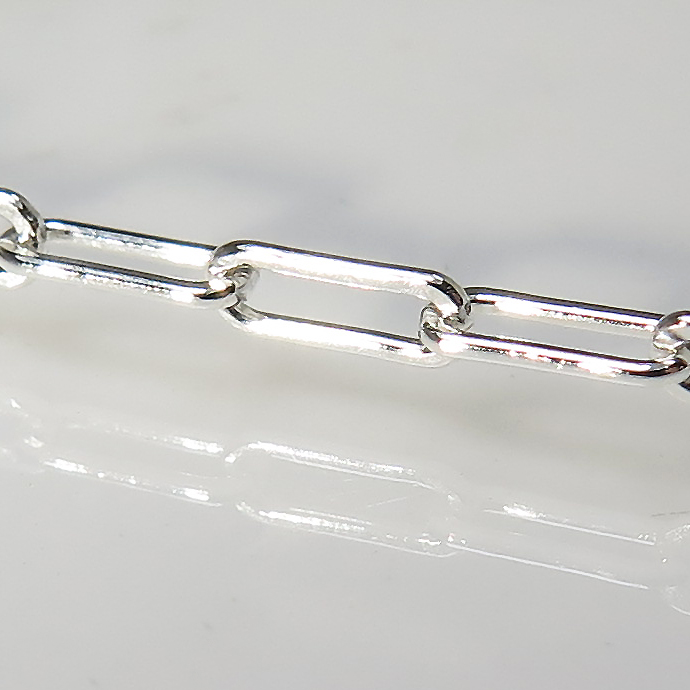 ペーパークリップチェーン シルバー オーバルフラット 平長アズキ 6.5×2.5mm（10センチ）SV925（1本）