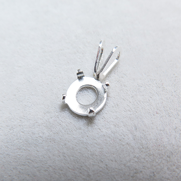 SV925シルバーパーツ/カボションペンダントトップ空枠（ラウンド6mm）（3個）