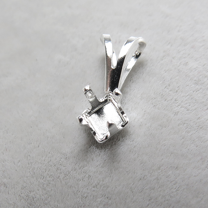 SV925シルバーパーツ/ペンダントトップ空枠・4本爪（スクエア4mm）（10個）