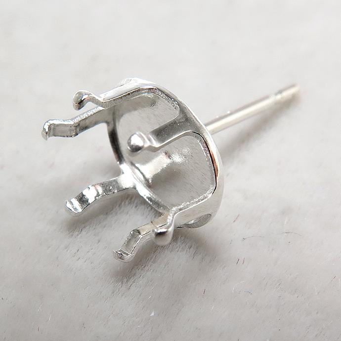 sv925シルバーピアス空枠・6本爪ポストピアス（オーバル8×6mm）（25ペア）