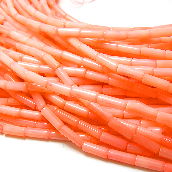 コーラル（珊瑚・サンゴビーズ）（染・ピンク）/プレーンチューブ 3mm×9mm（40cm）（10本）