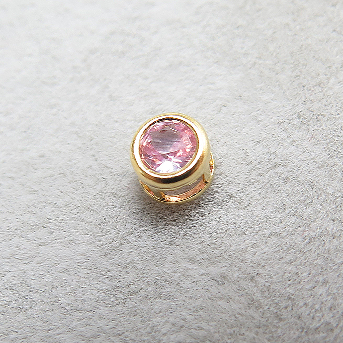 ゴールドフィルド・チャーム/天然石ピンクサファイア（加熱処理・アフリカ）（ラウンド3mm）ベゼル「14kgf」（1個）