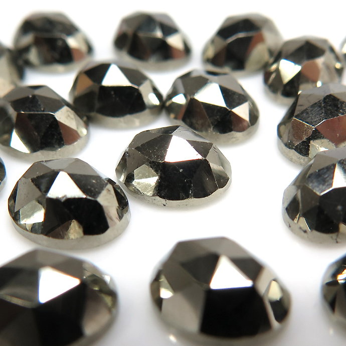 天然石ルース 裸石 パイライト オーバル ローズカット 【6×4mm】 25個