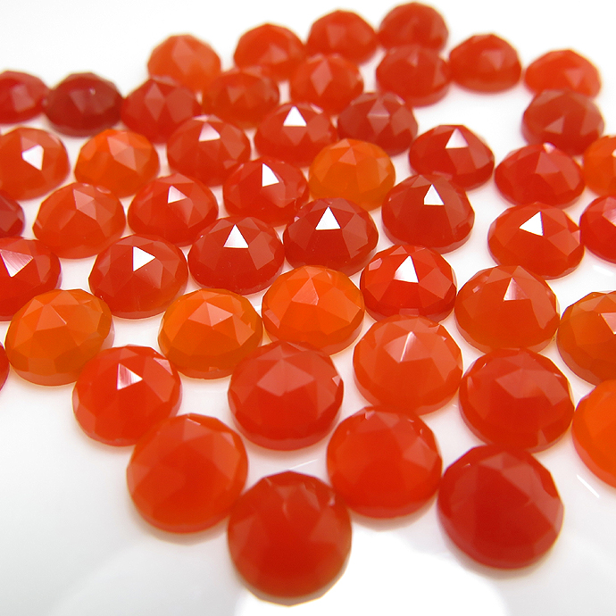 天然石ルース（裸石）・レッドオニキス/ローズカット カボション（ラウンド）【6mm】（6個）