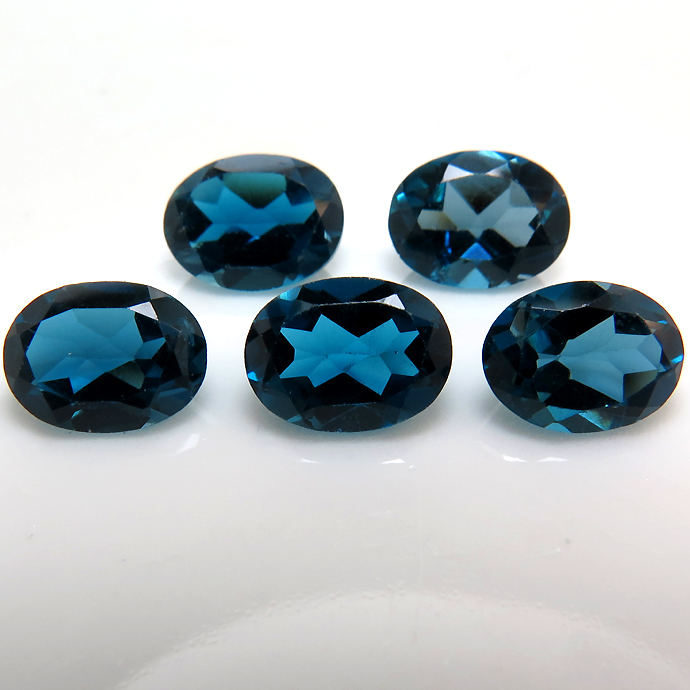 天然石ルース（裸石）・ブルートパーズ（ロンドンブルー）/オーバル【7×5mm】ファセットカット（10個）