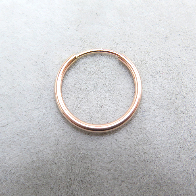 14kgf（ローズゴールドフィルド）14mmフープピアス（チューブ/1.25mm）（1ペア）