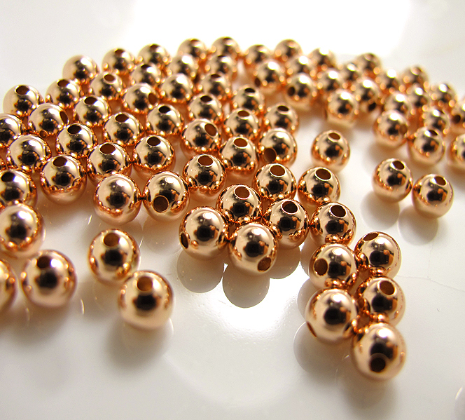 ローズゴールドフィルド・ラウンドビーズ 5mm （スムース/シームレス）「14kgf」（20個）