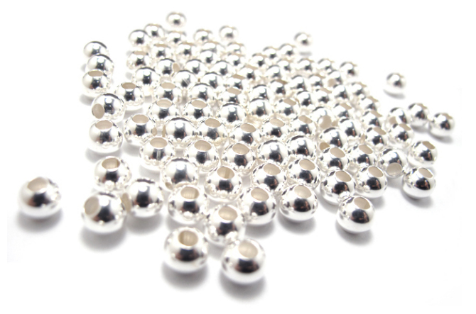 スターリングシルバー925/ラウンドビーズ8mm（スムース/シームレス）（4個）