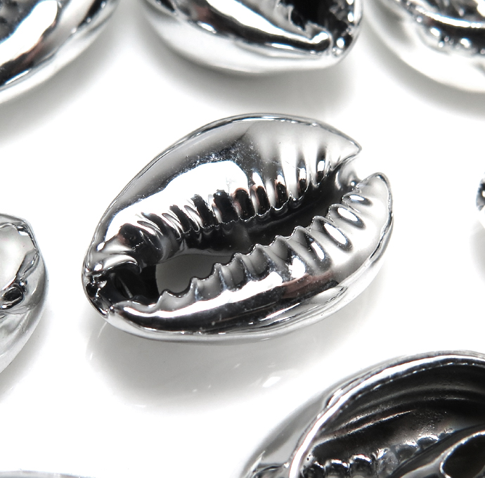 カウリシェル シルバー メッキ 銀色 【穴無し】貝殻 巻貝 アクセサリー（12～20mm） 50個
