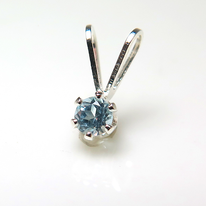 シルバーペンダントトップ 天然石ブルートパーズ（スカイブルー）（ラウンド3mm）SV925（25個）