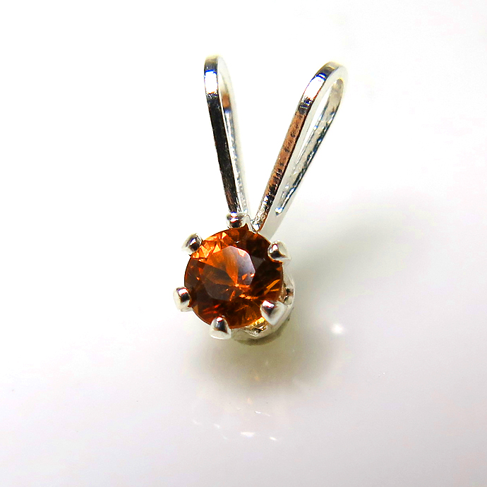 シルバーペンダントトップ 天然石スペサタイトガーネット（マンダリンガーネット）（ラウンド3mm）SV925（10個）