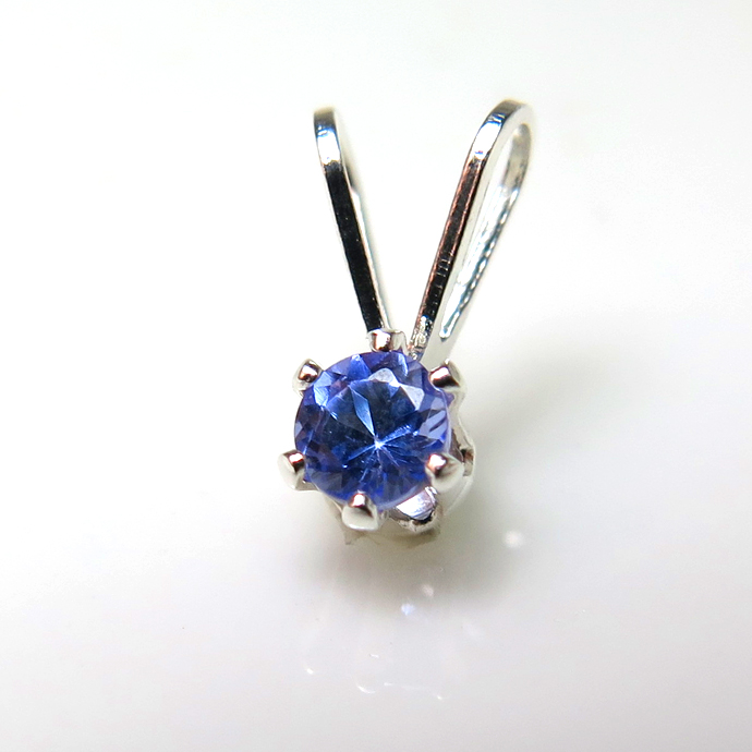 シルバーペンダントトップ 天然石タンザナイト（ラウンド3mm）SV925（1個）