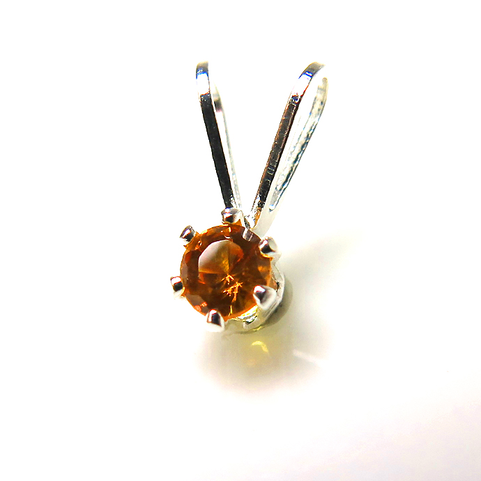 シルバーペンダントトップ パパラチアサファイア（合成石） 3mm SV925　（25個）