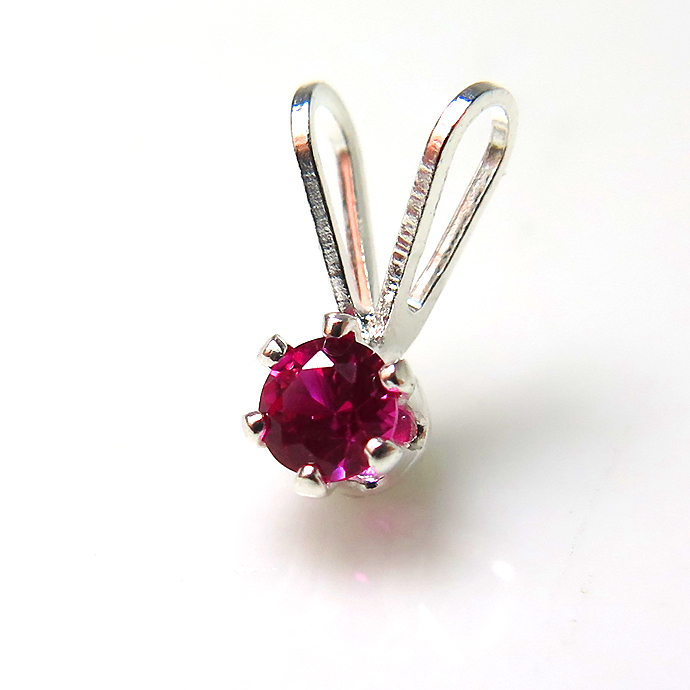 シルバーペンダントトップ ルビー（合成石） 3mm SV925　（25個）