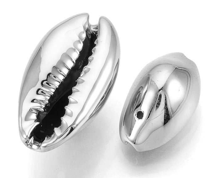カウリシェル シルバー メッキ 銀色 貝殻 巻貝ビーズ アクセサリー（12～20mm） 50個