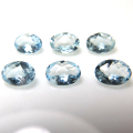 天然石ルース（裸石）・アクアマリン（アフリカ・非加熱）/オーバル【7×5mm】チェッカーカット（1個）