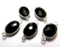 SV925/コネクター/天然石ブラックオニキス/オーバル 15×11mm（ベゼルセッティング）（1個）