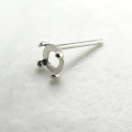 ピアス空枠・4本爪カボションピアス（4mm）「14kgf（ホワイトゴールドフィルド）」（2ペア/4個）